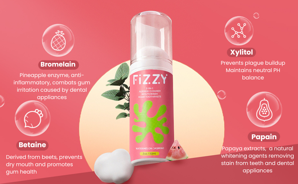 3-in-1 Aligner Cleaner Foam, Mouthwash & Toothpaste- Watermelon Jasmine